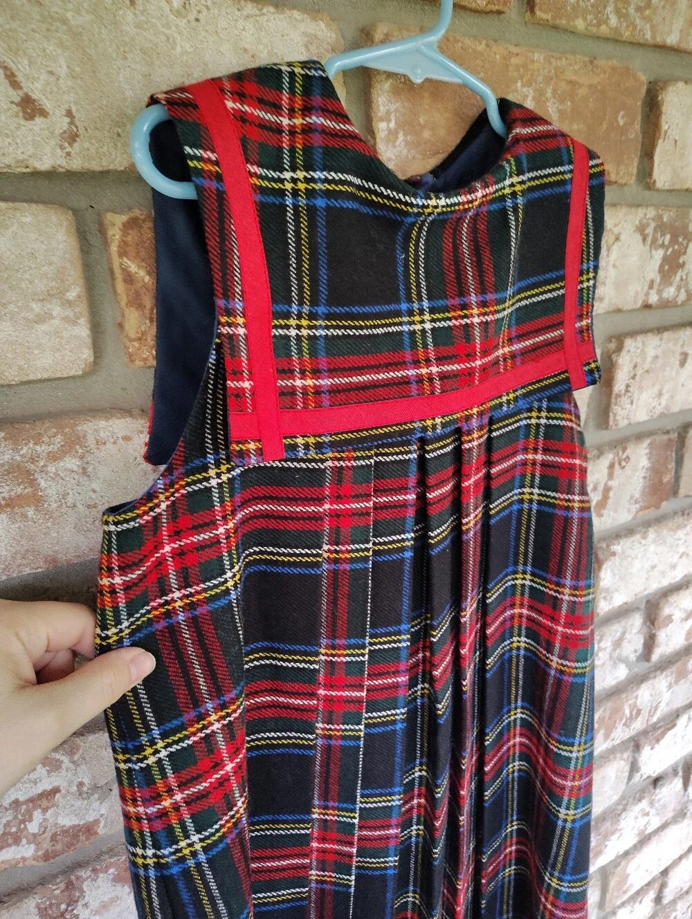 Vintage Blarney Woollen Mills Plaid Jumper Dress Kids Sz 6 8 Wool Sailor Pleated